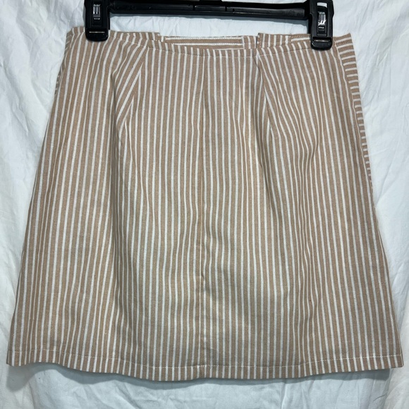 2/$16 Alter’d State S Nude & white striped mini skirt with button front - Picture 4 of 7
